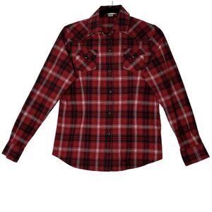 Pendleton Top Women Small Red Plaid Shirt Button Up Rodeo‎ Cowgirl Stretch